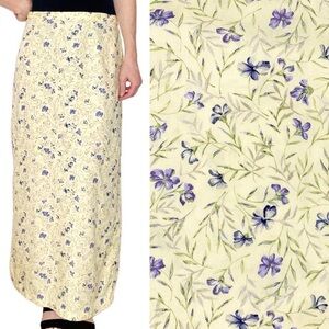 Vintage Y2K Yellow Christopher & Banks Floral Cottage Maxi Skirt